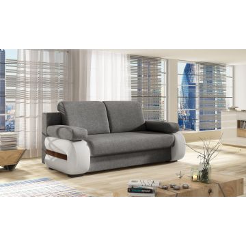 Canapea extensibila 3 locuri ELTAP, Laura, 202x79x84 cm, lemn/poliester, gri inchis/alb