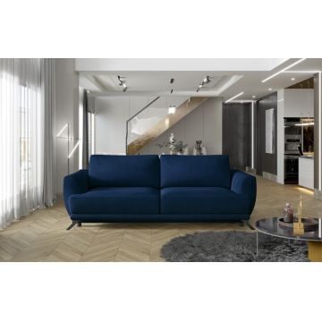 Canapea extensibila 3 locuri ELTAP, Meg11, Megis, 242x95x90 cm, lemn/poliester, albastru inchis