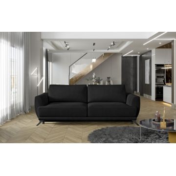 Canapea extensibila 3 locuri ELTAP, Meg15, Megis, 242x95x90 cm, lemn/poliester, negru