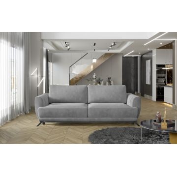 Canapea extensibila 3 locuri ELTAP, Meg19, Megis, 242x95x90 cm, lemn/poliester, gri deschis