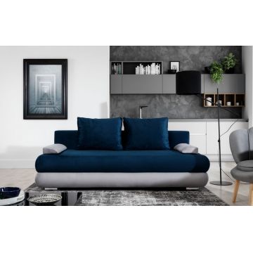 Canapea extensibila 3 locuri ELTAP, Milo, 213x95x90 cm, lemn/poliester, albastru inchis/gri deschis