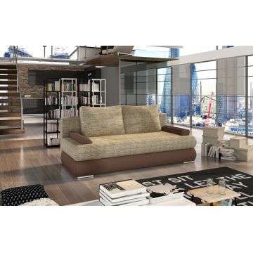 Canapea extensibila 3 locuri ELTAP, Milo, 213x95x90 cm, lemn/poliester, bej/maro