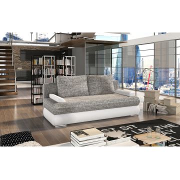 Canapea extensibila 3 locuri ELTAP, Milo, 213x95x90 cm, lemn/poliester, gri/alb