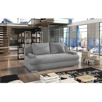 Canapea extensibila 3 locuri ELTAP, Milo, 213x95x90 cm, lemn/poliester, gri deschis