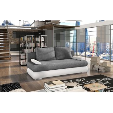 Canapea extensibila 3 locuri ELTAP, Milo, 213x95x90 cm, lemn/poliester, gri inchis/alb