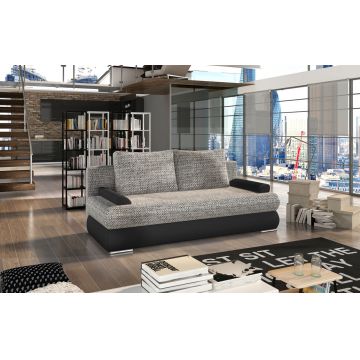Canapea extensibila 3 locuri ELTAP, Milo, 213x95x90 cm, lemn/poliester, gri/negru