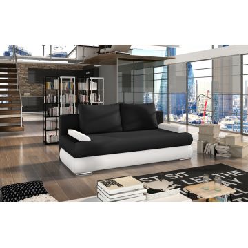 Canapea extensibila 3 locuri ELTAP, Milo, 213x95x90 cm, lemn/poliester, negru/alb