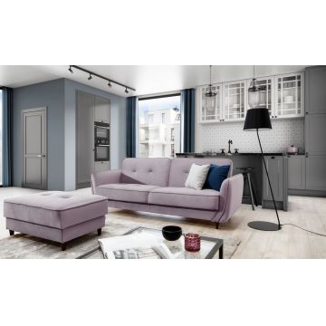 Canapea extensibila 3 locuri ELTAP, SO-BEL-24LO, Bellis, 220x90x83 cm, lemn/poliester, roz deschis