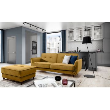 Canapea extensibila 3 locuri ELTAP, SO-BEL-41RIV, Bellis, 220x90x83 cm, lemn/poliester, mustar