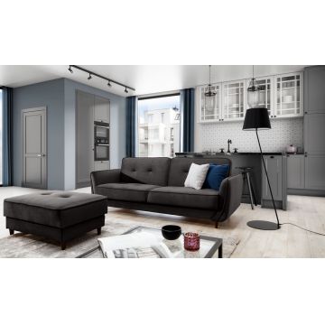 Canapea extensibila 3 locuri ELTAP, SO-BEL-97RIV, Bellis, 220x90x83 cm, lemn/poliester, gri inchis