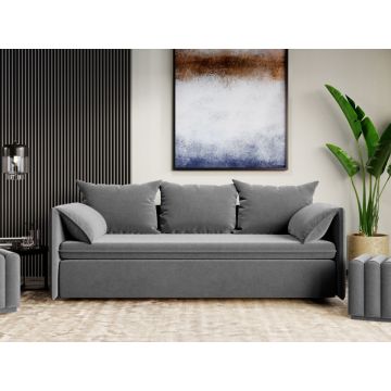 Canapea Extensibila Vanilla Stofa Catifea Gri Deschis