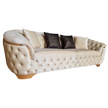 Canapea Fixa Okyanus, 250x100x75cm, 3 locuri, Luna V-03 Beige, Glasspandoor