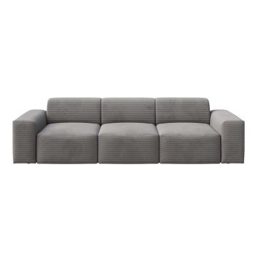 Canapea gri cu tapițerie din catifea reiată 285 cm Villet – Rodier