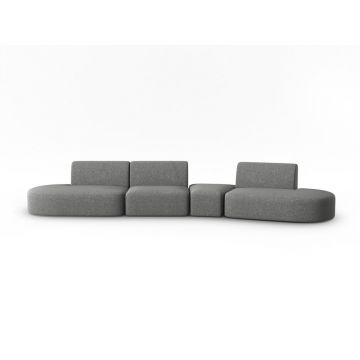 Canapea gri cu tapițerie din chenille cu colț pe partea dreaptă 428 cm Paolo – Milo Casa