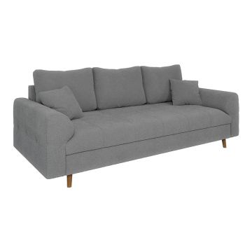 Canapea gri cu tapițerie din țesătură bouclé 210 cm Ariella – Ropez