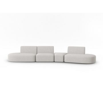 Canapea gri deschis cu tapițerie din chenille cu colț pe partea dreaptă 428 cm Paolo – Milo Casa