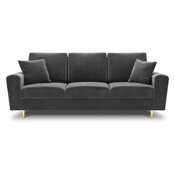 Canapea gri deschis extensibilă, cu spațiu de depozitare cu tapițerie din catifea 235 cm Kyoto – Cosmopolitan Design