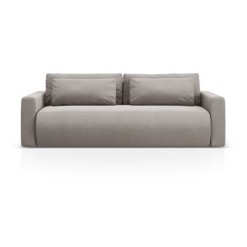 Canapea gri deschis extensibilă, cu spațiu de depozitare cu tapițerie din catifea 238 cm Belfast – Cosmopolitan Design