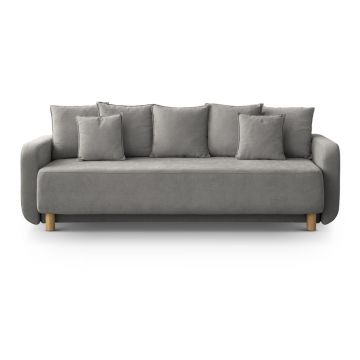 Canapea gri extensibilă, cu spațiu de depozitare 231 cm Elen – Micadoni