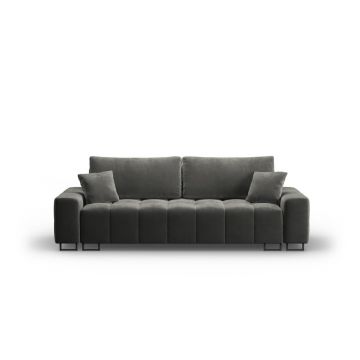 Canapea gri extensibilă, cu spațiu de depozitare cu tapițerie din catifea 250 cm Wicklow – Cosmopolitan Design