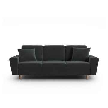 Canapea gri închis extensibilă, cu spațiu de depozitare cu tapițerie din catifea 235 cm Kyoto – Cosmopolitan Design
