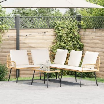 Canapea în formă de L Natural 231x173x78 cm Poliratan