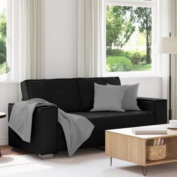 Canapea Loveseat Neagră 140 cm din Piele Sintetică