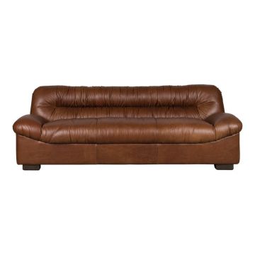 Canapea maro cu tapițerie din piele 214 cm Douglas – Dutchbone