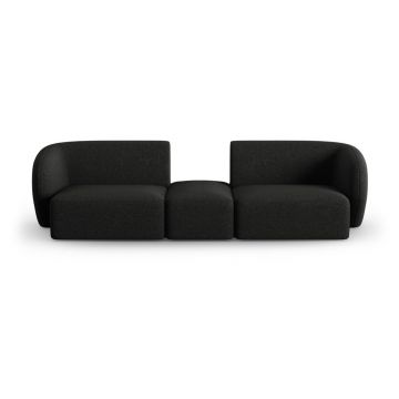 Canapea neagră cu tapițerie din chenille 246 cm Paolo – Milo Casa