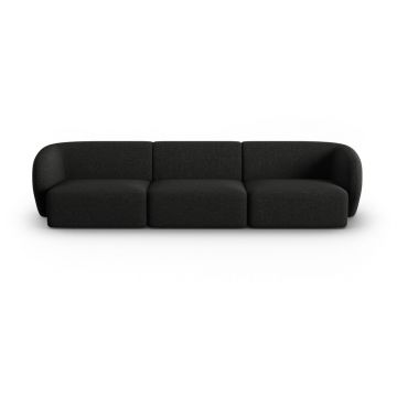 Canapea neagră cu tapițerie din chenille 266 cm Paolo – Milo Casa