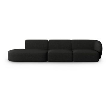 Canapea neagră cu tapițerie din chenille cu colț pe partea dreaptă 311 cm Paolo – Milo Casa