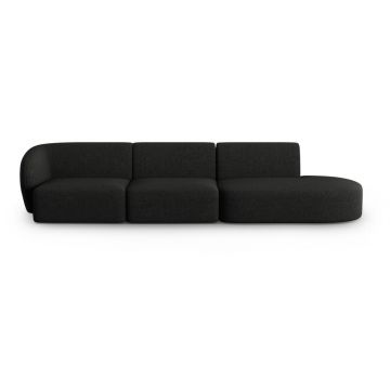 Canapea neagră cu tapițerie din chenille cu colț pe partea stângă 311 cm Paolo – Milo Casa