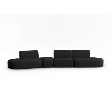 Canapea neagră cu tapițerie din chenille cu colț pe partea stângă 428 cm Paolo – Milo Casa
