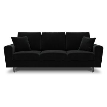 Canapea neagră extensibilă, cu spațiu de depozitare cu tapițerie din catifea 235 cm Kyoto – Cosmopolitan Design