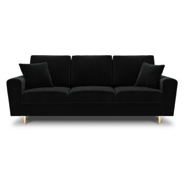 Canapea neagră extensibilă, cu spațiu de depozitare cu tapițerie din catifea 235 cm Kyoto – Cosmopolitan Design