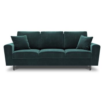 Canapea petrol extensibilă, cu spațiu de depozitare cu tapițerie din catifea 235 cm Kyoto – Cosmopolitan Design