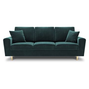 Canapea petrol extensibilă, cu spațiu de depozitare cu tapițerie din catifea 235 cm Kyoto – Cosmopolitan Design