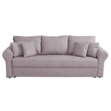Canapea SARA II extensibila, 3 locuri, cu lada depozitare, mov prafuit, 235x90x75 cm
