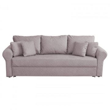 Canapea SARA II extensibila, 3 locuri, cu lada depozitare, mov prafuit, 235x90x75 cm