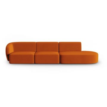 Canapea teracotă cu tapițerie din catifea cu colț pe partea stângă 311 cm Paolo – Milo Casa