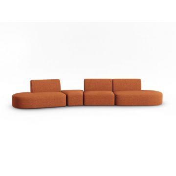 Canapea teracotă cu tapițerie din chenille cu colț pe partea stângă 428 cm Paolo – Milo Casa