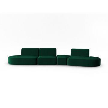 Canapea verde cu tapițerie din catifea cu colț pe partea dreaptă 428 cm Paolo – Milo Casa