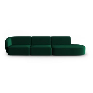 Canapea verde cu tapițerie din catifea cu colț pe partea stângă 311 cm Paolo – Milo Casa