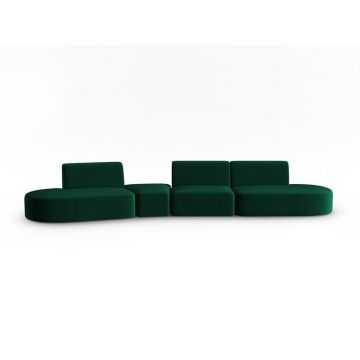Canapea verde cu tapițerie din catifea cu colț pe partea stângă 428 cm Paolo – Milo Casa