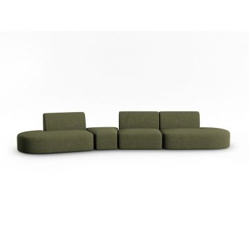 Canapea verde cu tapițerie din chenille cu colț pe partea stângă 428 cm Paolo – Milo Casa