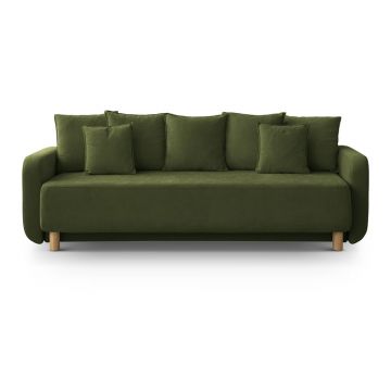 Canapea verde extensibilă, cu spațiu de depozitare 231 cm Elen – Micadoni