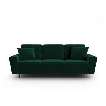 Canapea verde extensibilă, cu spațiu de depozitare cu tapițerie din catifea 235 cm Kyoto – Cosmopolitan Design