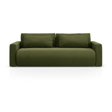 Canapea verde extensibilă, cu spațiu de depozitare cu tapițerie din catifea 238 cm Belfast – Cosmopolitan Design