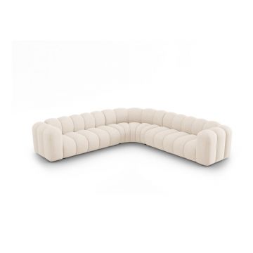 Colțar modular crem cu tapițerie din chenille Lupine – Micadoni