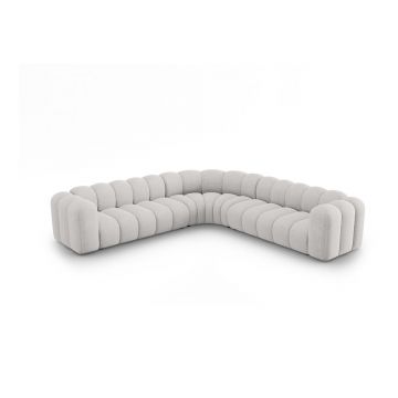 Colțar modular gri deschis cu tapițerie din chenille Lupine – Micadoni